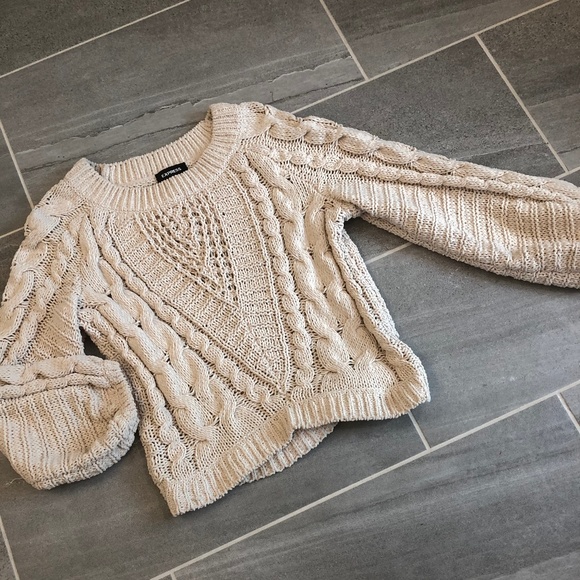 Express Sweaters - Express Tan Sweater with Balloon Sleeves